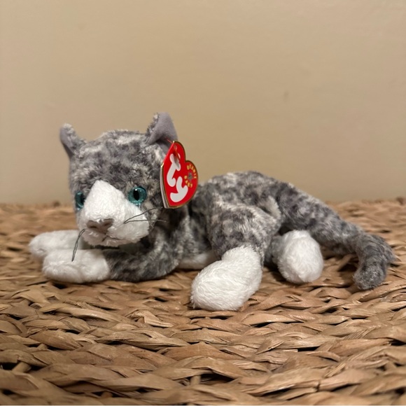 Ty Purr Gray and White Cat Plush Toy - Picture 1 of 6